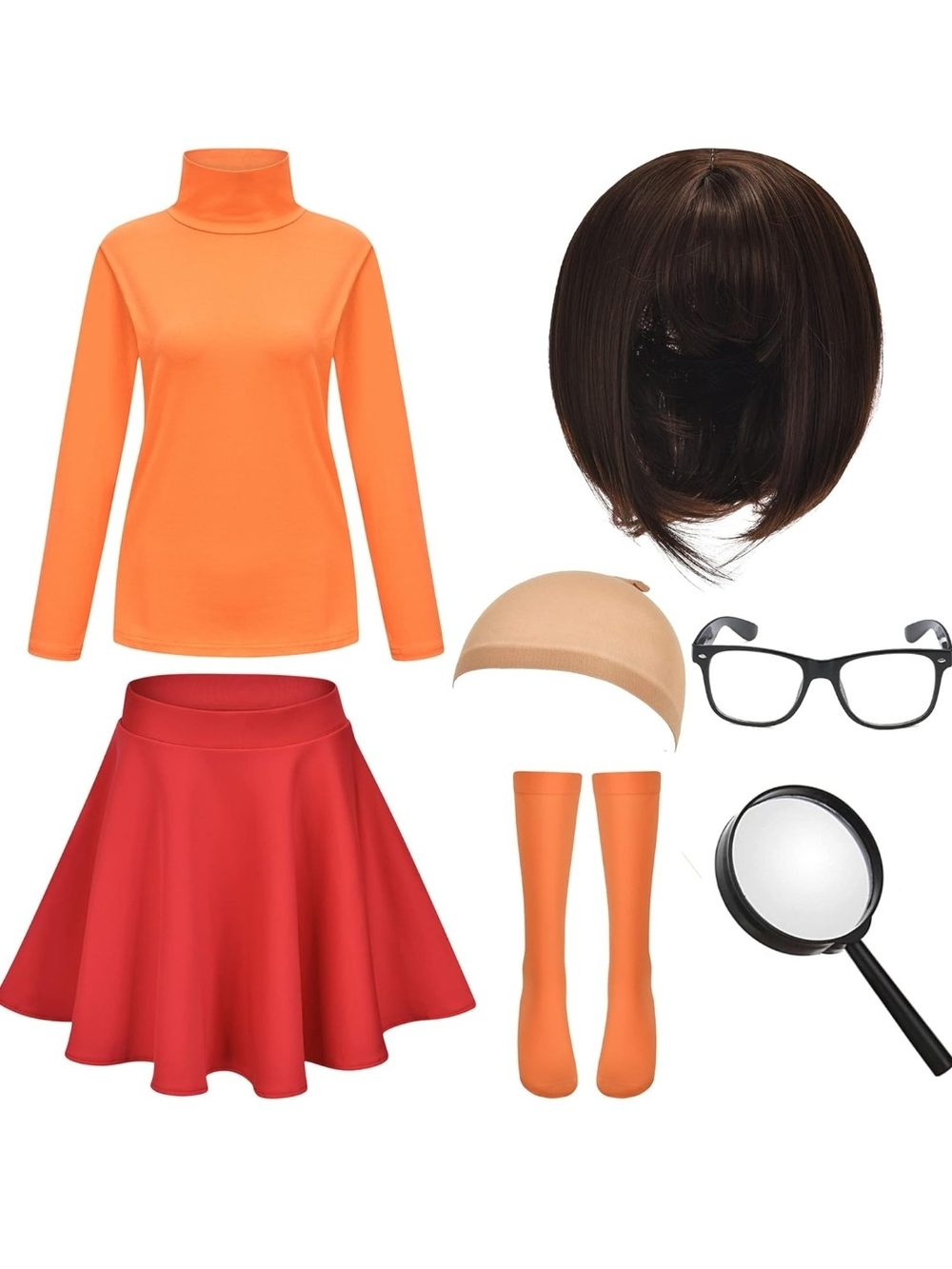 Halloween Costume Velma Scooby Doo Size Womens XL Full Costume With Wig